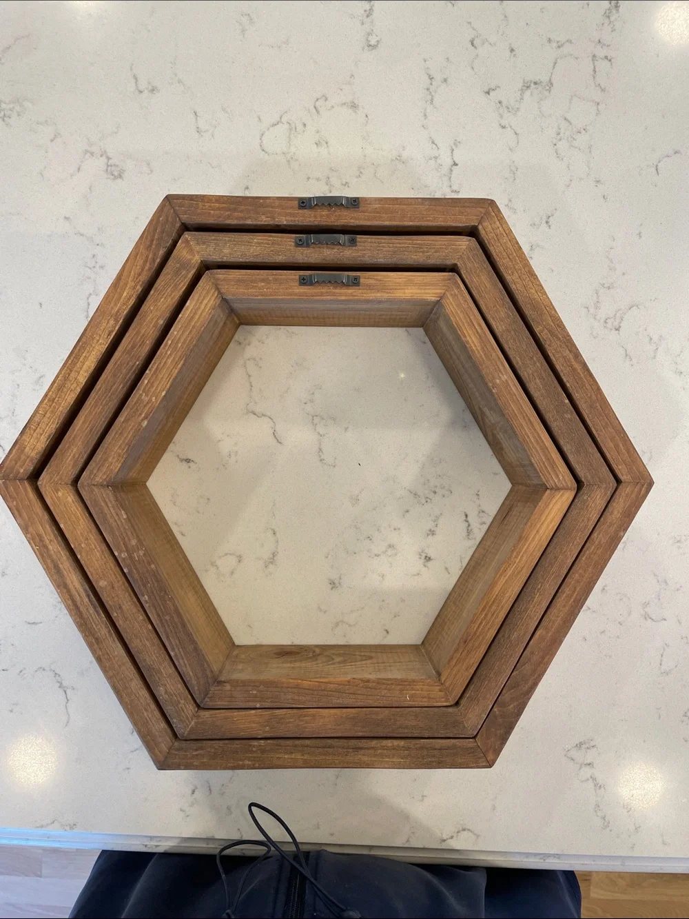Hexagonal Wooden Nesting Shelves - Natural Wood
